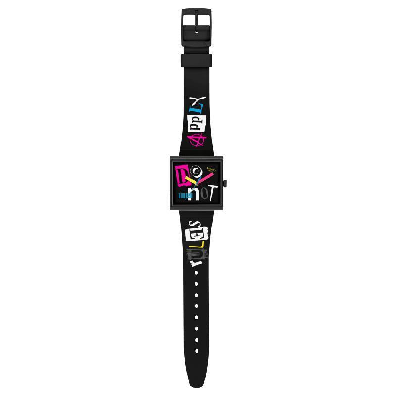 Swatch Pierced Edge Black Bioceramic Watch SO34B100