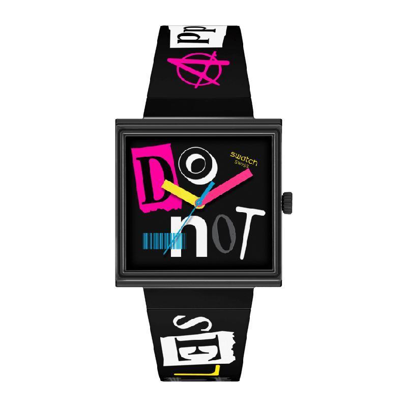 Swatch Pierced Edge Black Bioceramic Watch SO34B100