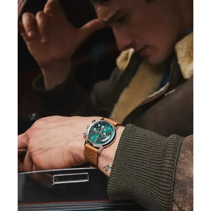 TIMEX Marlin® Chronograph Tachymeter 40mm Leather Strap Watch