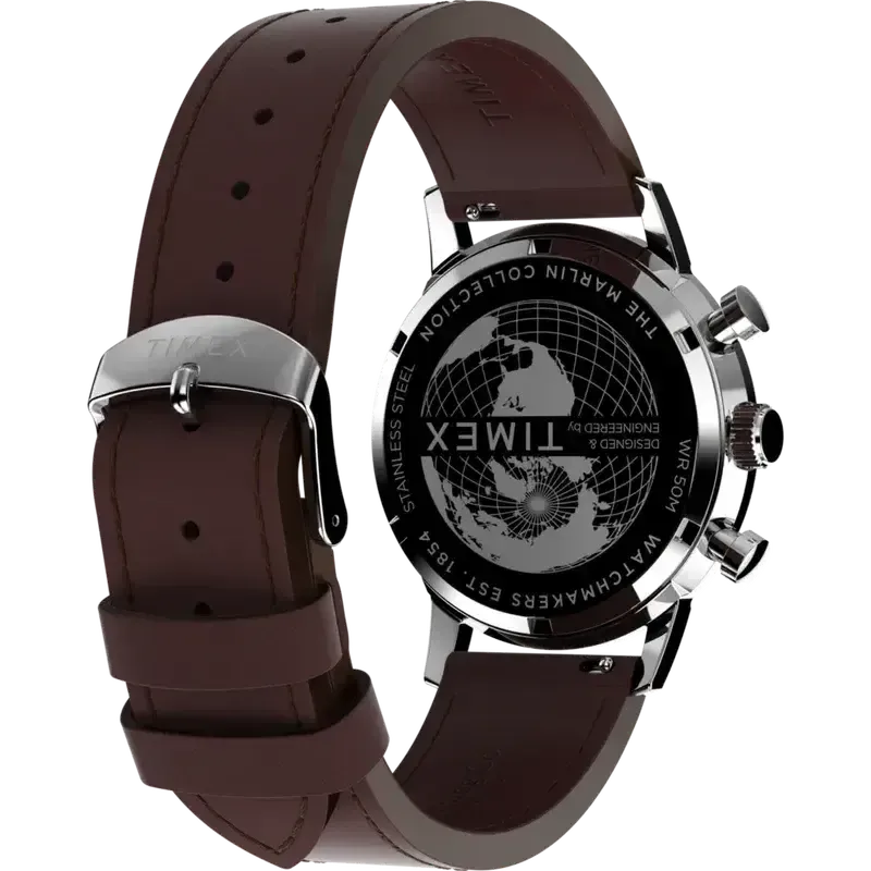 TIMEX Marlin® Chronograph Tachymeter 40mm Leather Strap Watch