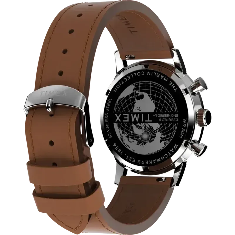 TIMEX Marlin® Chronograph Tachymeter 40mm Leather Strap Watch