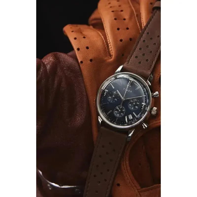 TIMEX Marlin® Chronograph Tachymeter 40mm Leather Strap Watch