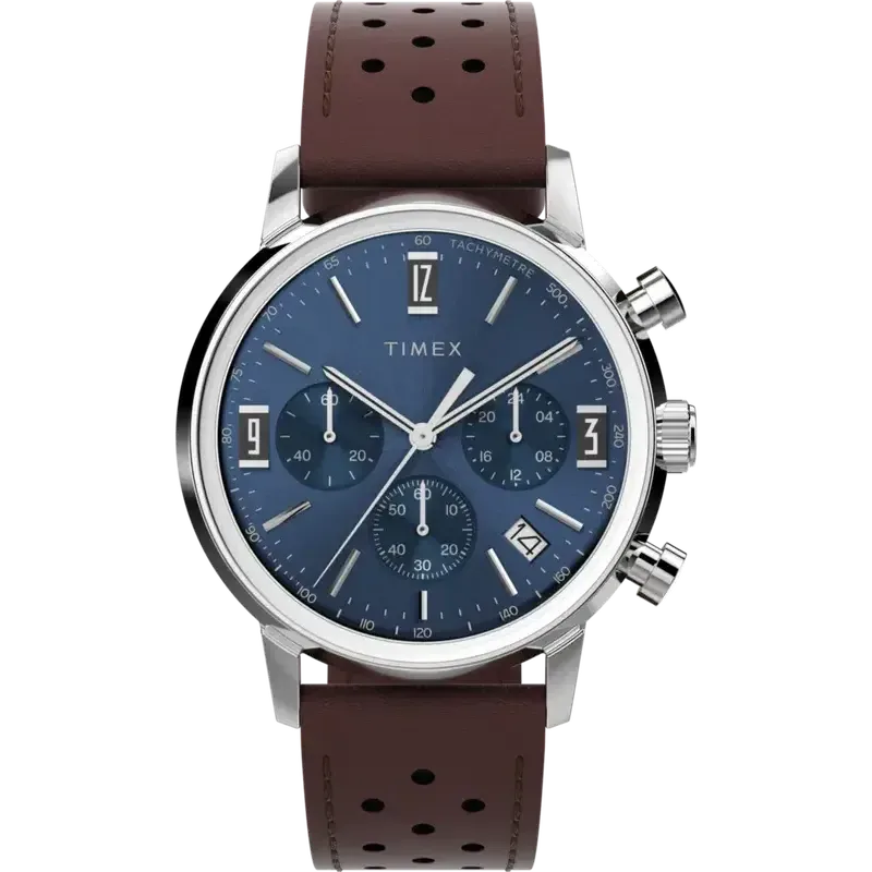 TIMEX Marlin® Chronograph Tachymeter 40mm Leather Strap Watch