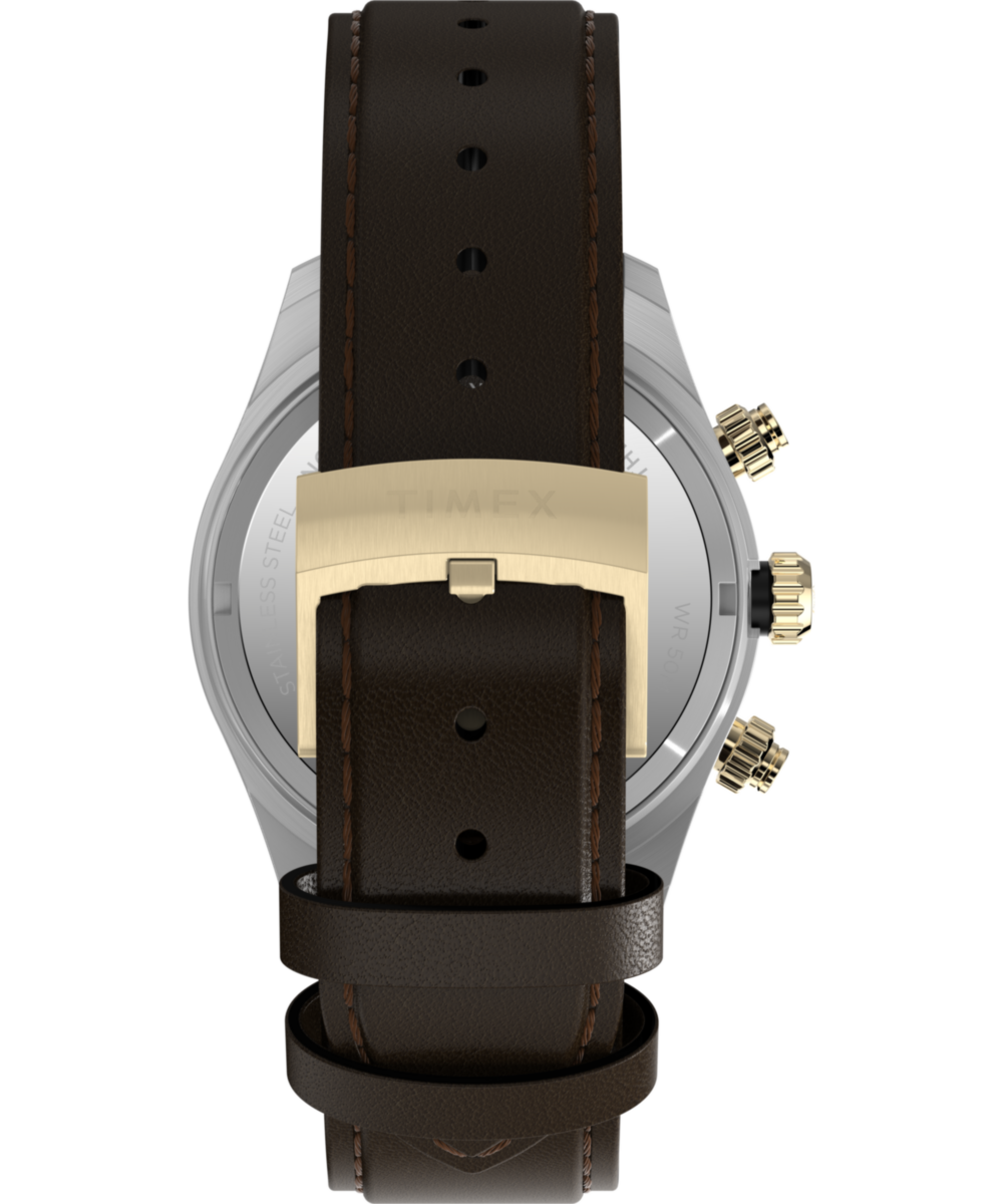 Timex Waterbury Heritage Chronograph Leather Strap Watch Brown Strap