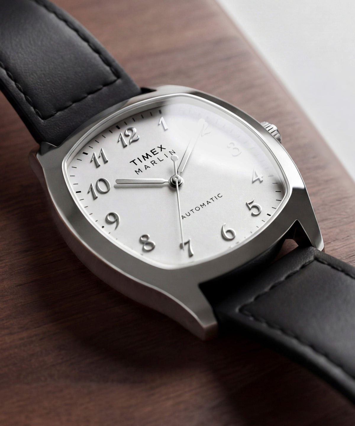 Timex Marlin Chatham Automatic Leather Strap Watch White Dial