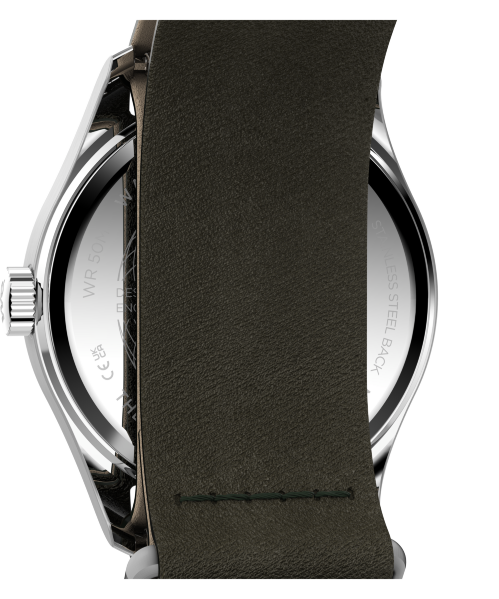Timex Weekender New England Leather Strap Watch Green Strap