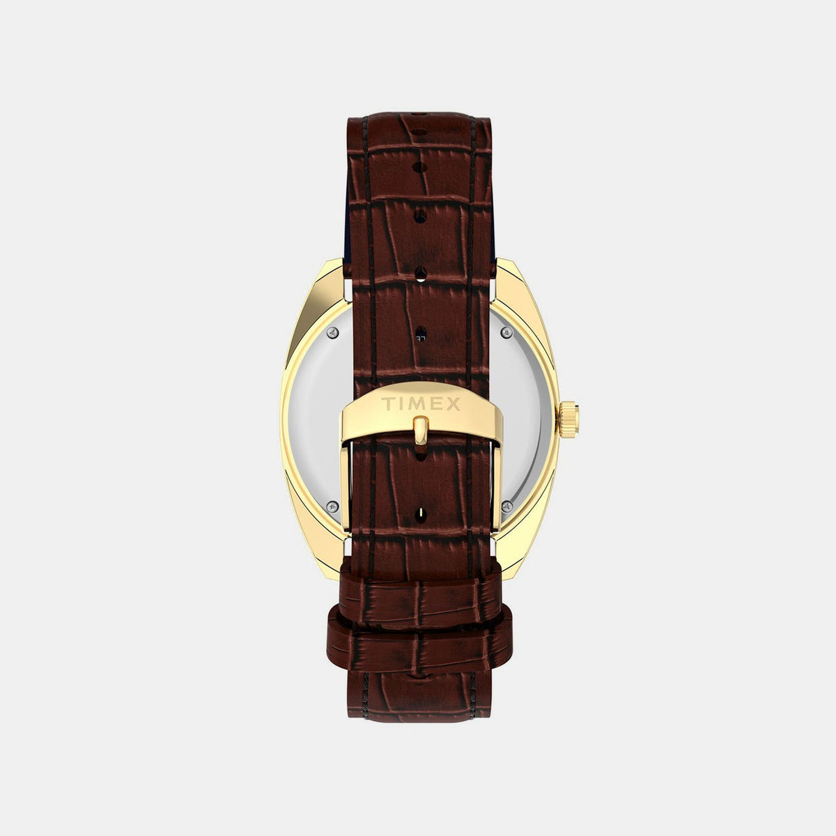 Timex Q Timex Day-Date Leather Strap Watch Brown Dial