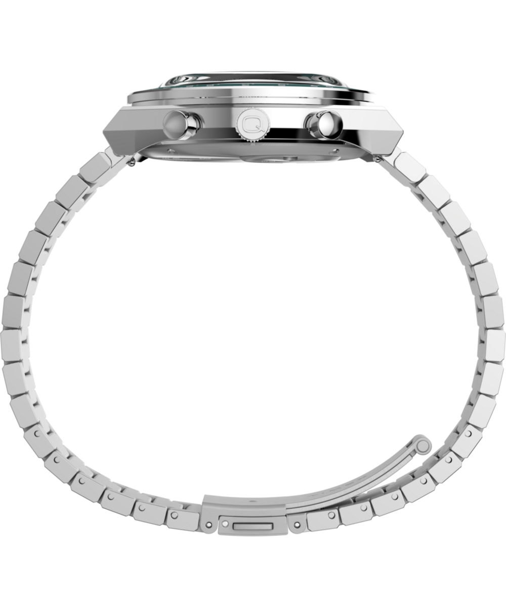 Timex Q Timex Chronograph Stainless Steel Bracelet Watch Green Dial