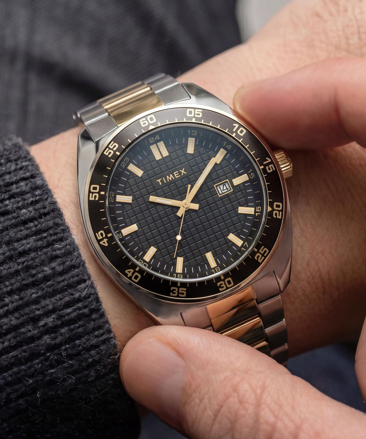 Timex Weston Stainless Steel Bracelet Watch Black Dial