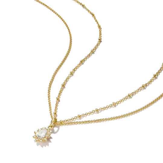 Thomas Sabo 18k Gold Plated Teardrop Double Chain with White Zirconia
