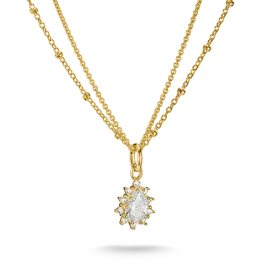 Thomas Sabo 18k Gold Plated Teardrop Double Chain with White Zirconia