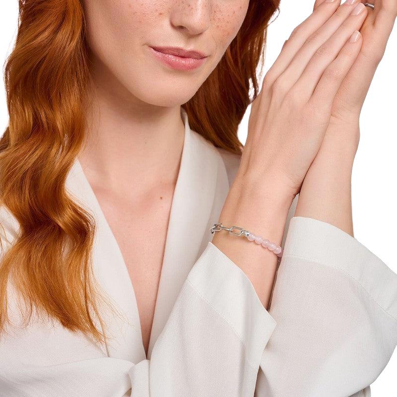 Thomas Sabo Bracelet - Link Chain Elements and Rose Quartz Beads