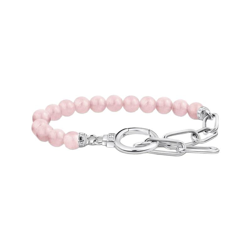 Thomas Sabo Bracelet - Link Chain Elements and Rose Quartz Beads