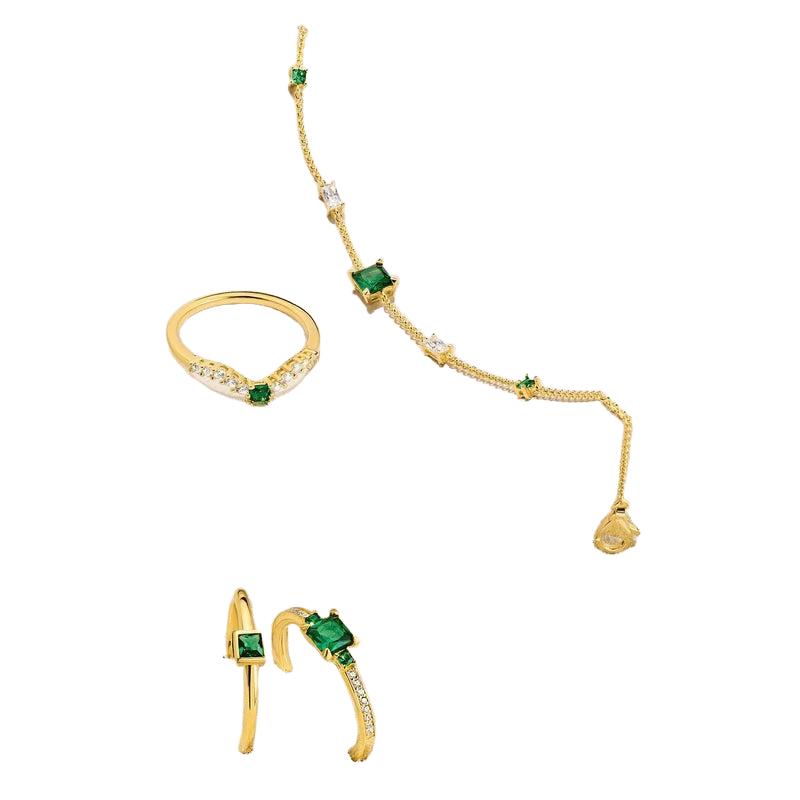 Thomas Sabo Bracelet With Green And White Stones Gold