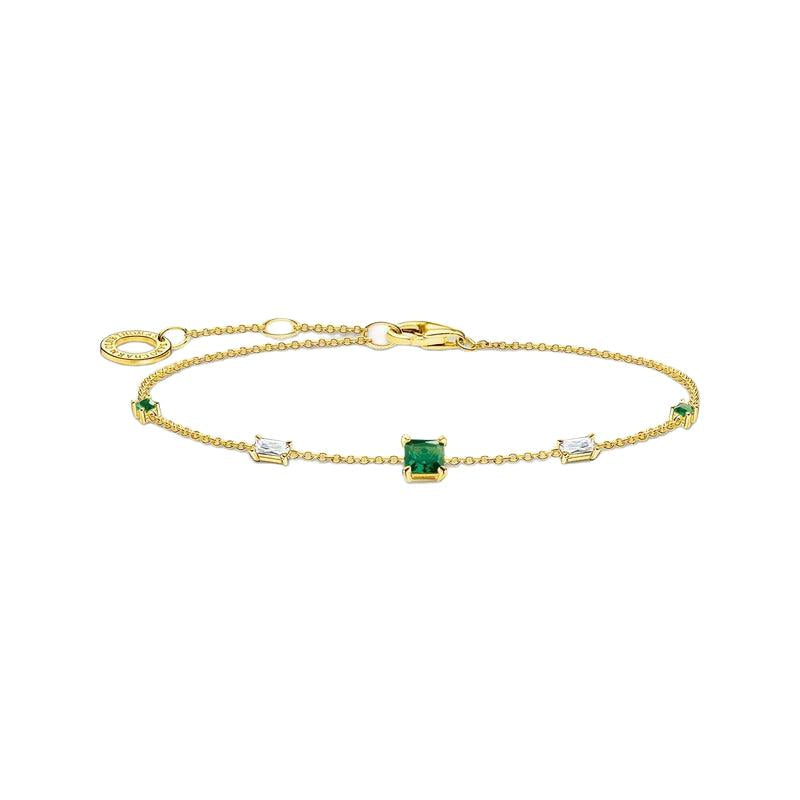 Thomas Sabo Bracelet With Green And White Stones Gold