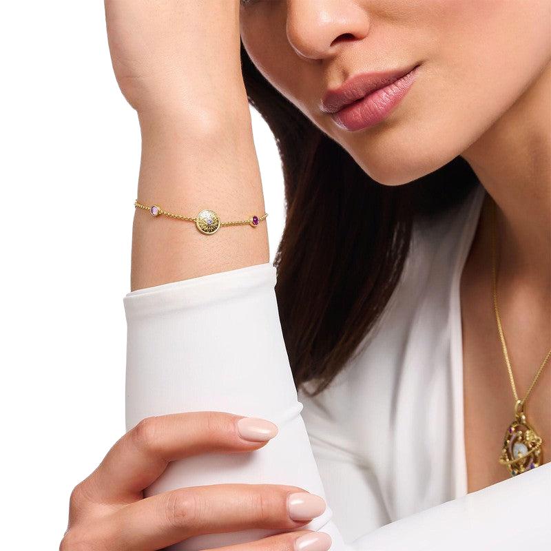 Thomas Sabo Bracelet - Yellow-Gold Plated with a Sun Coin and Various Stones