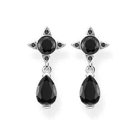 Thomas Sabo CZ Black Star Studs With Drop Earrings