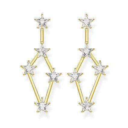 Thomas Sabo CZ Gold Stars Drop Earrings