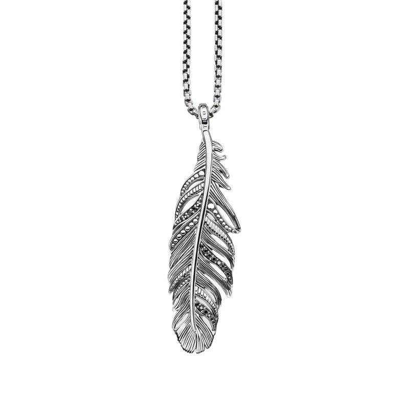 Thomas Sabo CZ Oxidised Feather Pendant