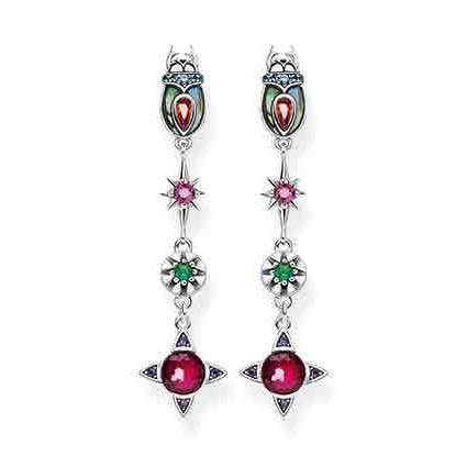 Thomas Sabo CZ Silver Scarab Multi Colour Drop Earrings