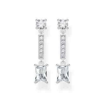 Thomas Sabo CZ White Stone Drop Stud Earrings