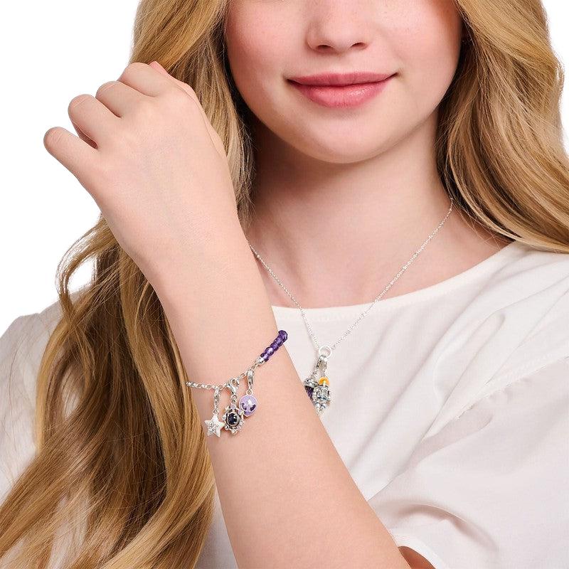 Thomas Sabo Charm Bracelet - Violet Imitation Amethyst Beads - Silver