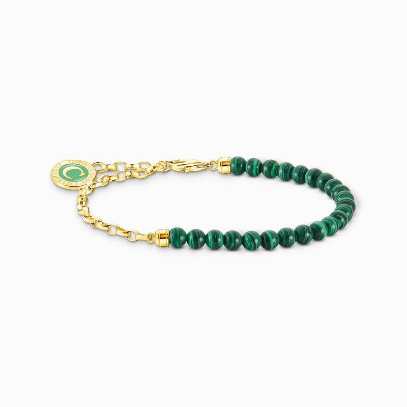 Thomas Sabo Charm Bracelet with Green Beads Yellow-Gold Plated