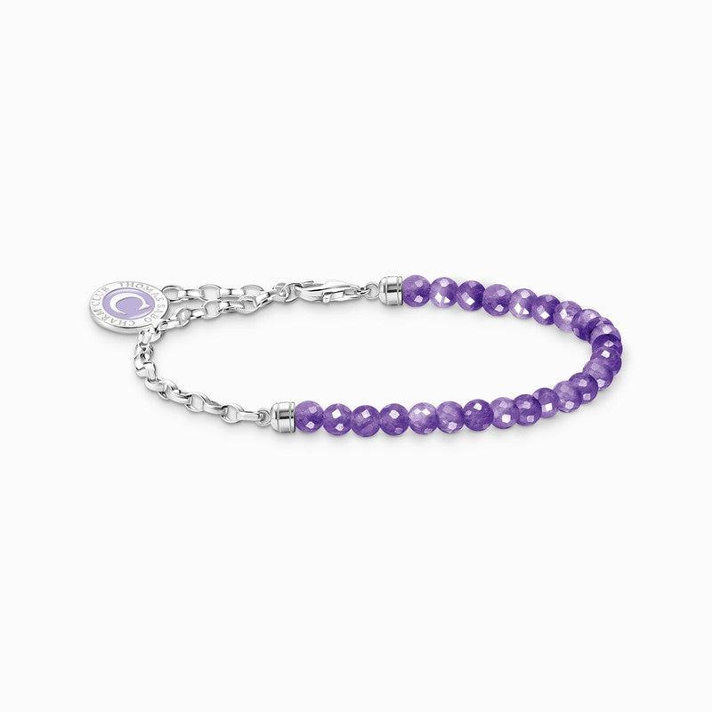 Thomas Sabo Charm Bracelet with Violet Imitation Amethyst Beads Silver