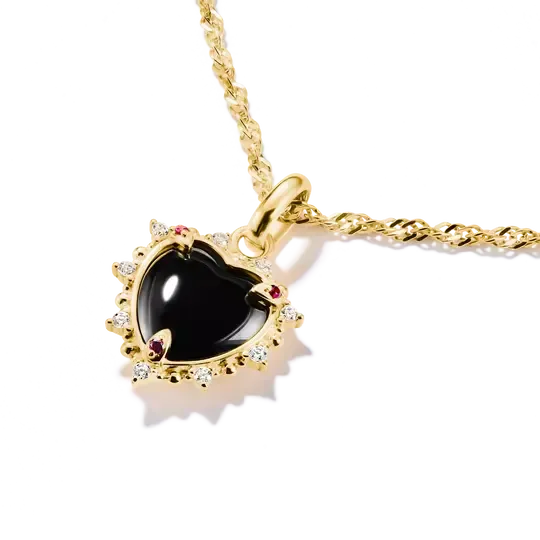 Thomas Sabo Charm Club Connect Vintage Heart Black Zirconia Gold-Plated Charm Pendant