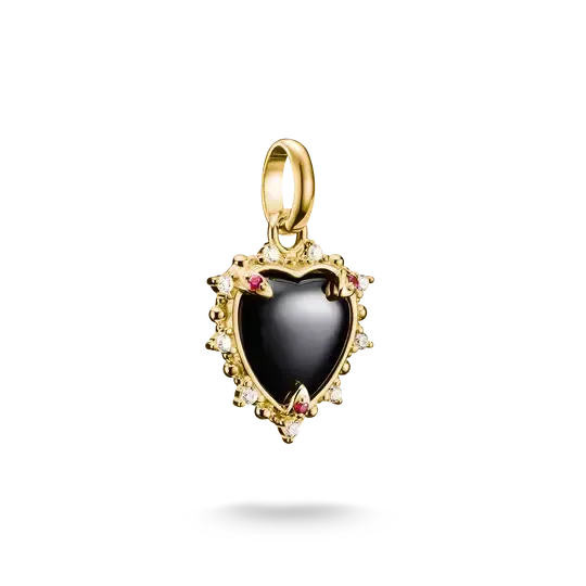Thomas Sabo Charm Club Connect Vintage Heart Black Zirconia Gold-Plated Charm Pendant