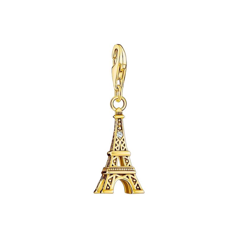 Thomas Sabo Charm Gold-plated Pendant - Eiffel Tower and White Zirconia