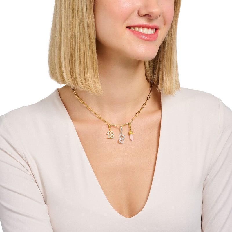 Thomas Sabo Charm Gold-plated Pendant - Number 18 with Zirconia