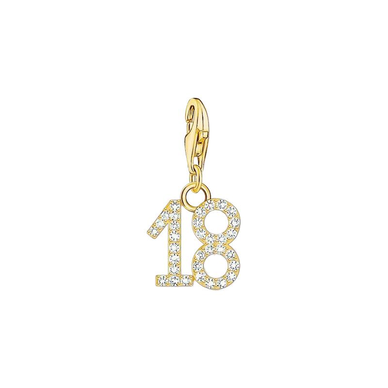 Thomas Sabo Charm Gold-plated Pendant - Number 18 with Zirconia