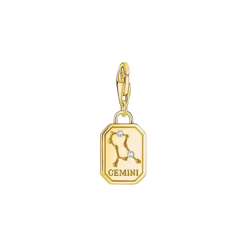 Thomas Sabo Charm Gold-plated Pendant - Zodiac Sign Gemini with Zirconia