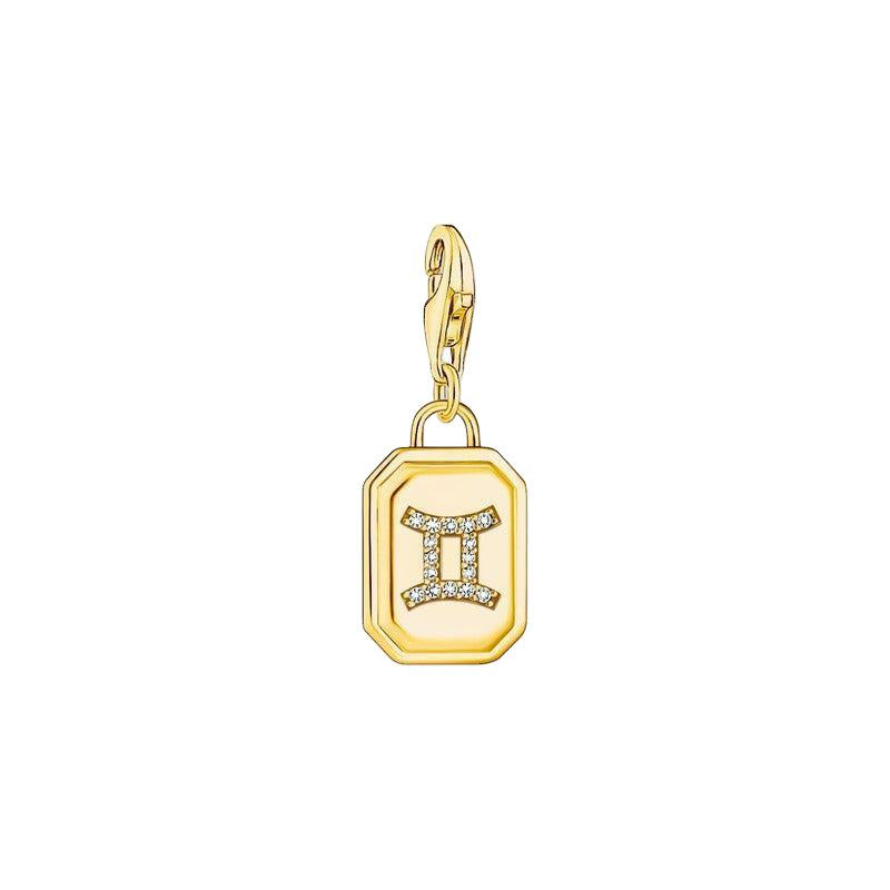 Thomas Sabo Charm Gold-plated Pendant - Zodiac Sign Gemini with Zirconia