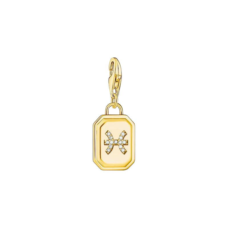 Thomas Sabo Charm Gold-plated Pendant - Zodiac Sign Pisces with Zirconia