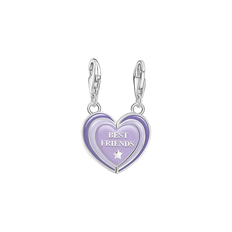 Thomas Sabo Charm Pendant - BEST FRIENDS with Violet cold Enamel Silver Blackened