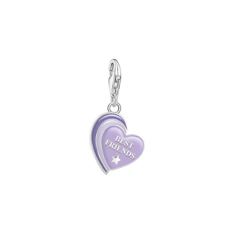 Thomas Sabo Charm Pendant - BEST FRIENDS with Violet cold Enamel Silver Blackened