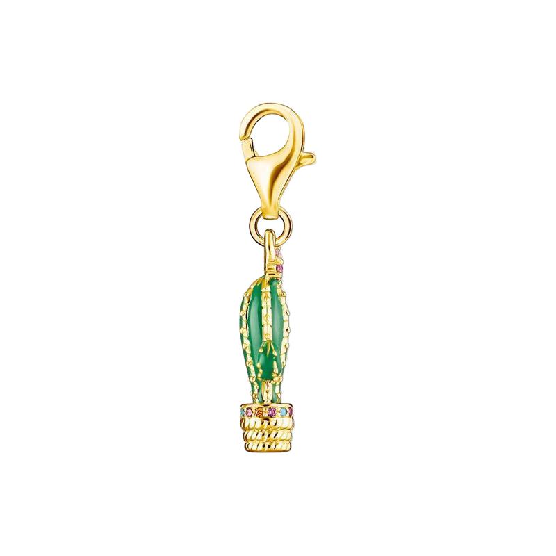 Thomas Sabo Charm Pendant - Green Cactus - Gold Plated