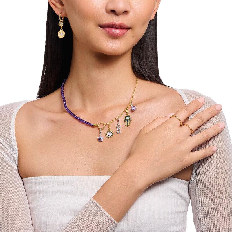 Thomas Sabo Charm Pendant - Hand of Fatima with cold Enamel Yellow-Gold Plated