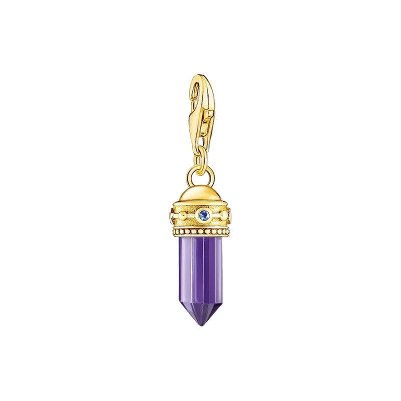 Thomas Sabo Charm Pendant - Hexagon with Imitation Amethyst Yellow-Gold Plated