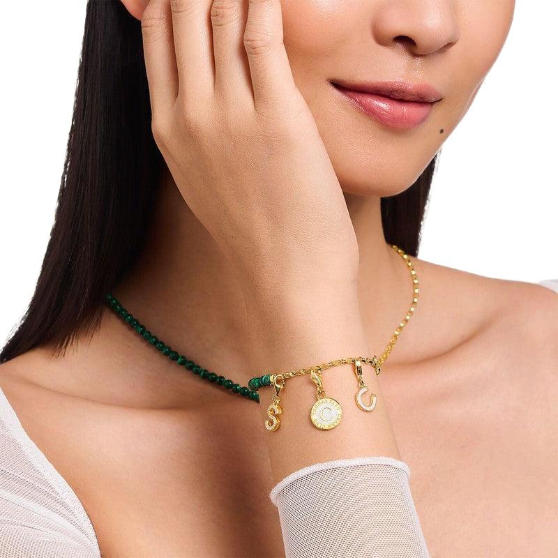 Thomas Sabo Charm Pendant - Horseshoe with White cold Enamel Yellow-Gold Plated