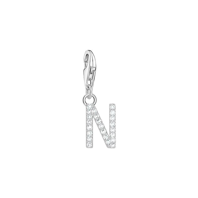 Thomas Sabo Charm Pendant Letter N with White Stones