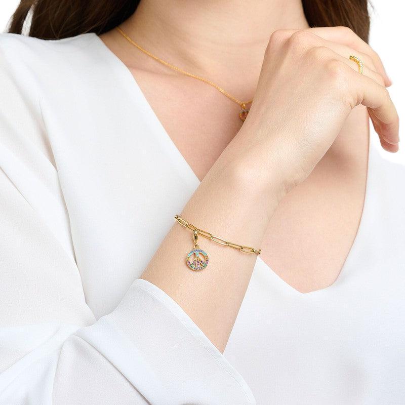 Thomas Sabo Charm Pendant Peace With Colourful Stones Gold