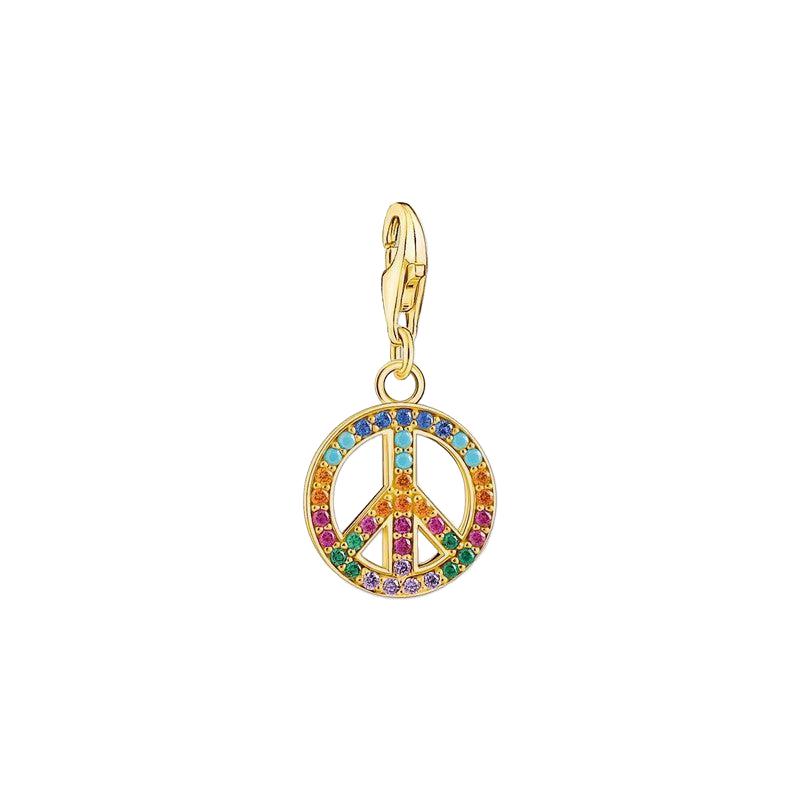 Thomas Sabo Charm Pendant Peace With Colourful Stones Gold