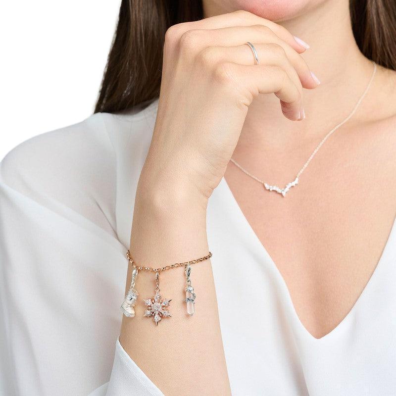 Thomas Sabo Charm Pendant Snowflake With White Stones Rose Gold