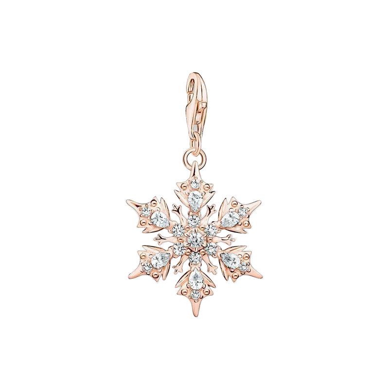Thomas Sabo Charm Pendant Snowflake With White Stones Rose Gold