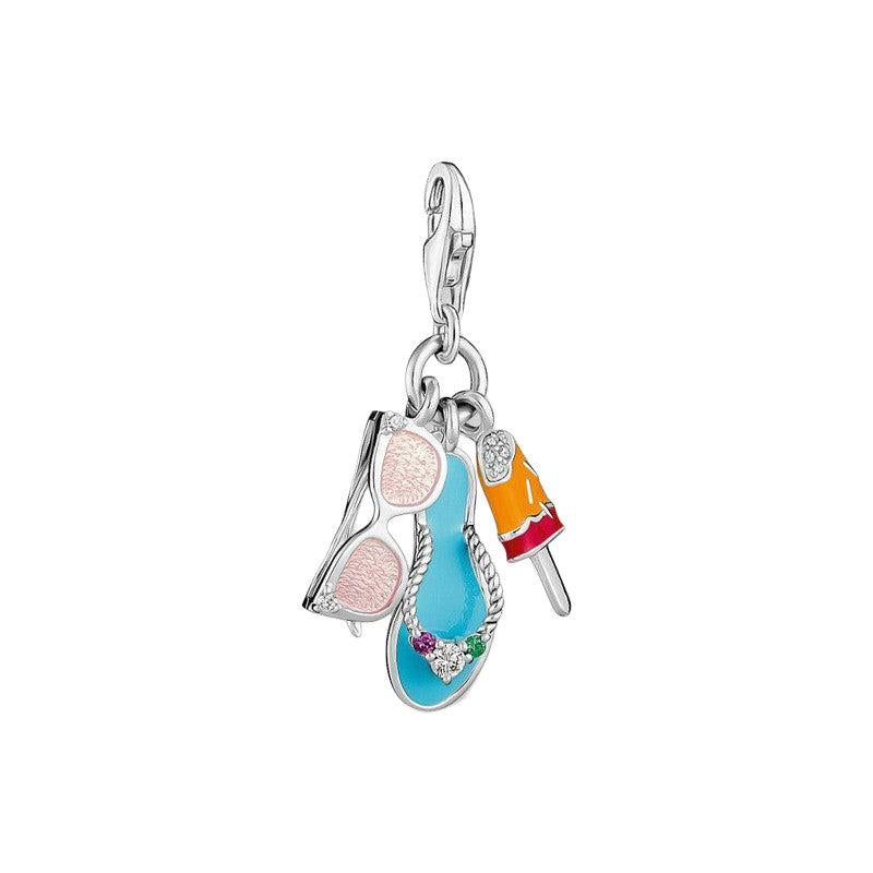 Thomas Sabo Charm Pendant - Sunglasses, Flip Flop and Ice Cream - Silver