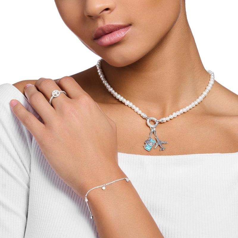 Thomas Sabo Charm Pendant With Colourful Aeroplane Silver