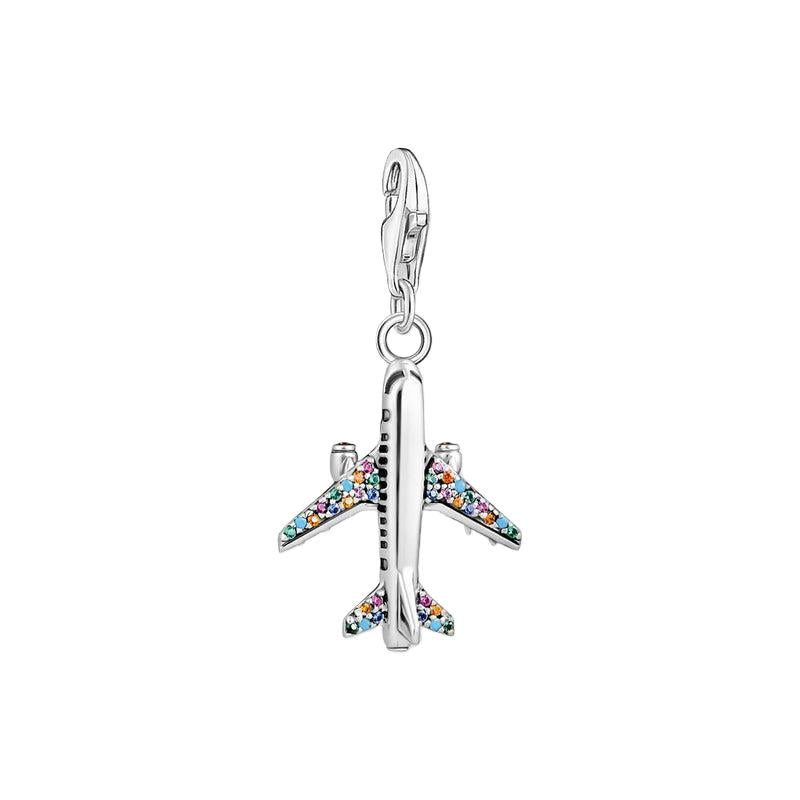 Thomas Sabo Charm Pendant With Colourful Aeroplane Silver